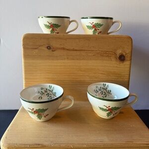 Vintage 70's Cuthbertson Original Christmas Tree Teacups Set of 4 (DISCONTINUED)